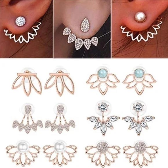 SALE💚 any 3 for $18 💚
𝅺 Lotus Flower Stud Earrings Rose Gold - Picture 3 of 6